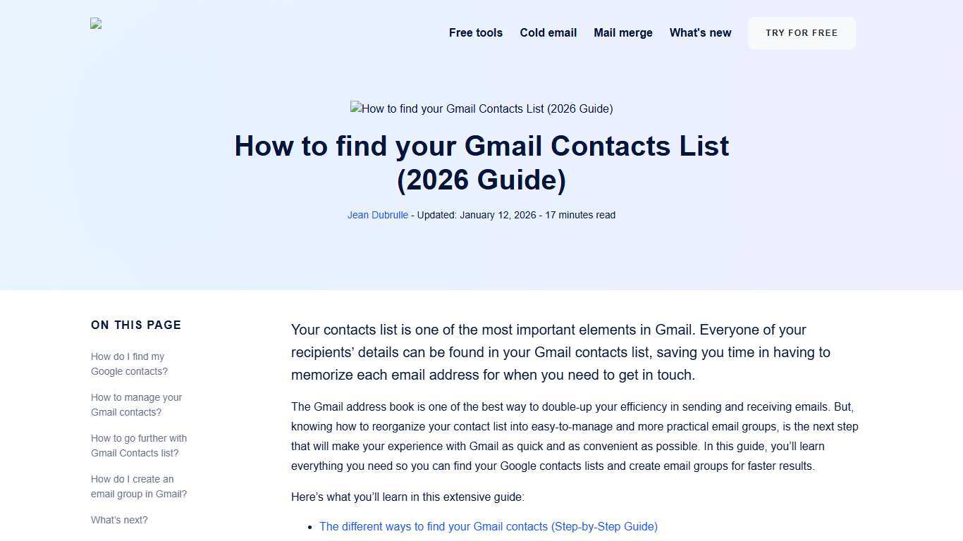 How to find your Gmail Contacts List (2026 Guide)